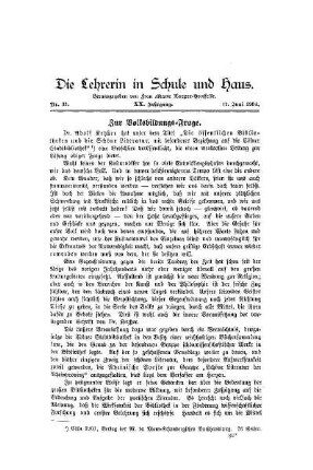 Zur Volksbildungs-Frage