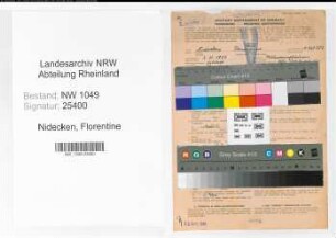 Entnazifizierung Florentine Nidecken , geb. 02.10.1887 (Lehrerin)