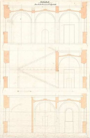 Gärtner, Friedrich von; München, Ludwigstr.; Staatsbibliothek - EG (Schnitt)