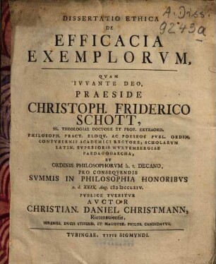 Dissertatio Ethica De Efficacia Exemplorum