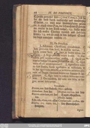 IX. De Precibus.