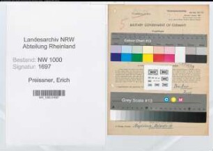 Entnazifizierung Erich Preissner, geb. 23.05.1889 (Oberregierungsrat)
