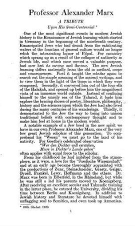 Professor Alexander Marx : a tribute upon his semi-centennial and a bibliography of his writings / by Boaz Cohen