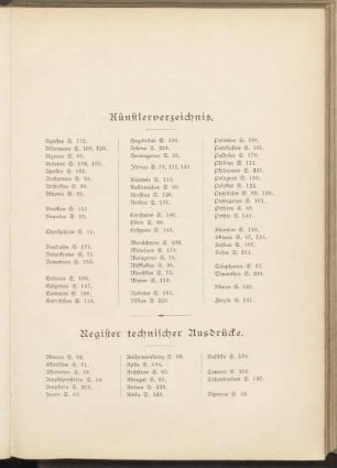 Künstlerverzeichnis.