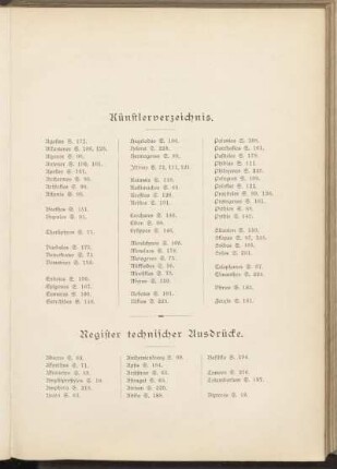 Künstlerverzeichnis.