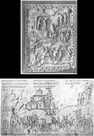 Zürich, Landesmuseum, Elfenbeirelief mit Vorlage aus dem Utrecht-Psalter