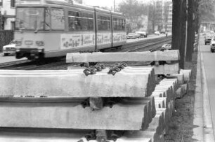 Installierung neuer Gleise für die Albtalbahn zwischen Rüppurrer Schloss und Ostendorfplatz