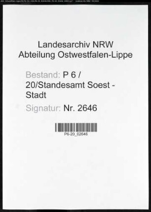 Sterberegister Standesamt Soest