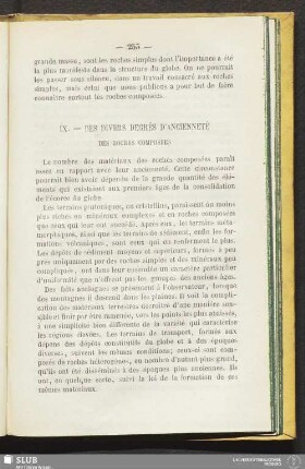 IX. Des divers degrés d'ancienneté des roches composées