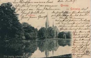 Gruss aus Leipzig: Lutherkirche im Johannapark