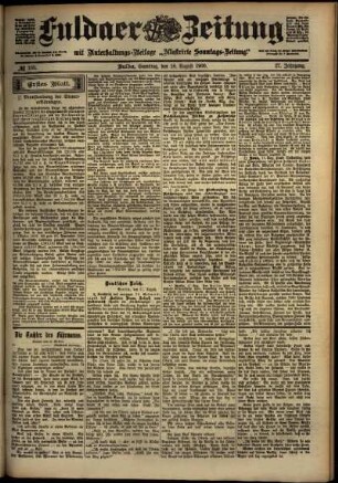 Erste Ausgabe vom Samstag, den 18. August 1900.