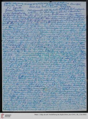 Korrespondenz von Alice und Ludwig Klein: Brief von Alice Klein an Irmgard Ehrlich und Günter Ehrlich
