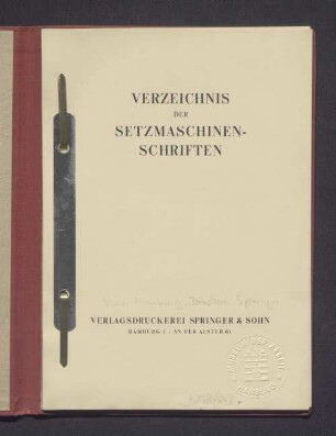 Verzeichnis der Setzmaschinen-Schriften