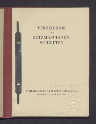 Verzeichnis der Setzmaschinen-Schriften