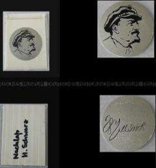 Medaille mit Portrait Lenins und Unterschrift, in Schatulle