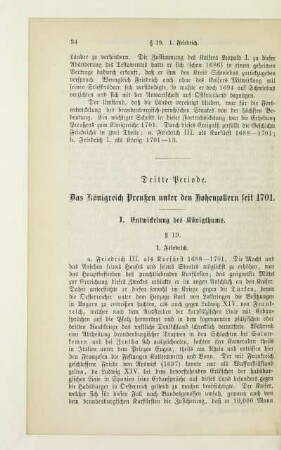 Dritte Periode. Das Königreich Preußen unter den Hohenzollern seit 1701