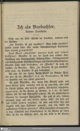 Ich als Beobachter : Badner Novellette