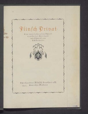 Flinsch Privat : eine neue dekorative Schrift