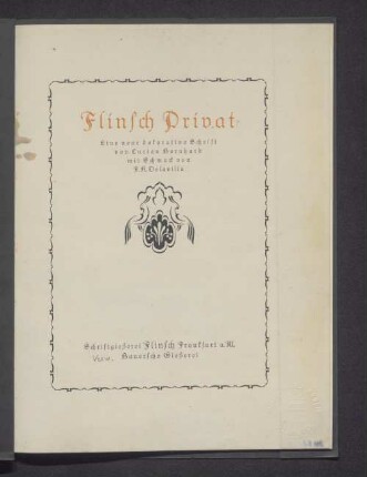 Flinsch Privat : eine neue dekorative Schrift