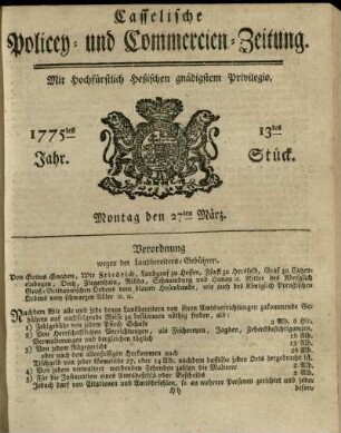 13tes Stueck, Montag den 27ten Maerz 1775