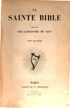 La Sainte Bible : Traduite par Lemaistre de Sacy, 2