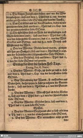 Evangelia über die hohen Fest-Tage