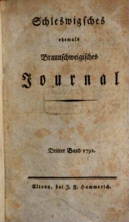 Schleswigsches Journal. 1792,3, 1792,3