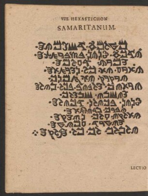 VIII. Hexastichon Samaritanum.