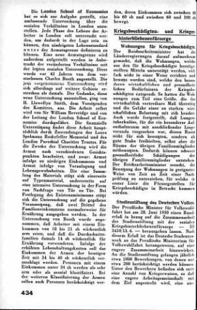 Studienstiftung des Deutschen Volkes [Kriegsbeschädigten- und Kriegshinterbliebenenfürsorge ]