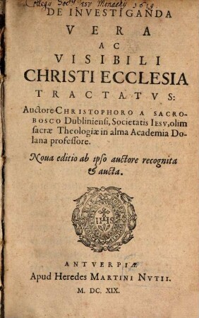 De investiganda vera ac visibili Christi ecclesia libellus