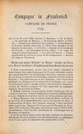 Campagne de France 1792 : Campagne in Frankreich. Édition nouvelle. Avec une introduction, un commentaire et une carte, par P. Besson