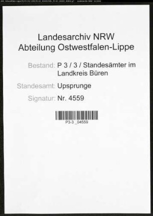 Sterberegister Standesamt Upsprunge