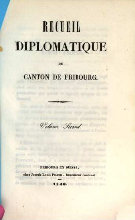 Recueil diplomatique du Canton de Fribourg. Vol. 2