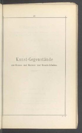 Kunst-Gegenstände aus Bronce- und Marmor- und Mosaik-Arbeiten