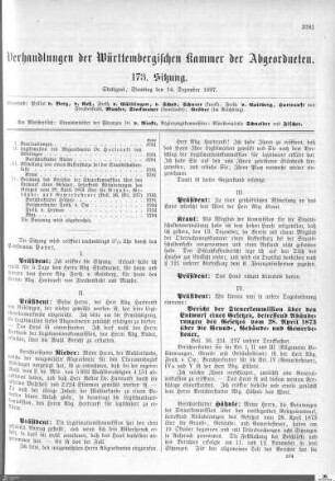 173. Sitzung, Stuttgart, 14.12.1897