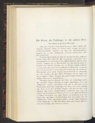 Die Keime der Pedologie in der antiken Welt.