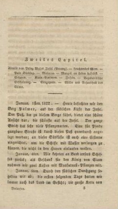 Zweites Capitel. Abreise von Prinz Wales Insel (Penang) ...