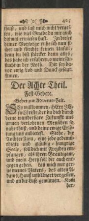 Der Achte Theil. Fest-Gebete.
