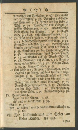 VII. Die Aufmunterung zum Gebet an kleine Kinder.