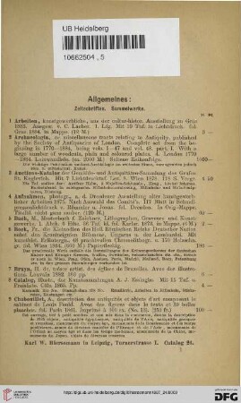Allgemeines: Zeitschriften. Sammelwerke (Nr. 1 - 52)