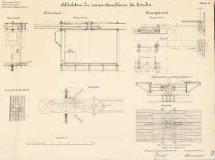 Neue Seeschleuse, Emden: Schiebetore, Führerstand, Fangriegelantrieb: Aufsichten, Schnitte 1:20