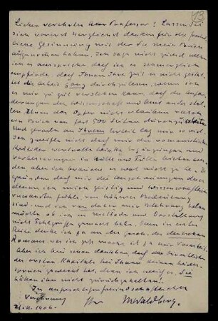 Nr. 13: Postkarte von Max von Waldberg an Edward Schröder, Heidelberg, 21.11.1906