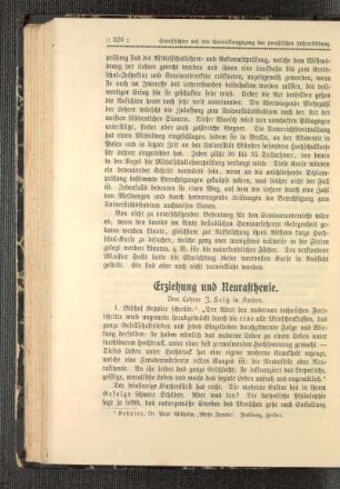 Erziehung und Neurasthenie