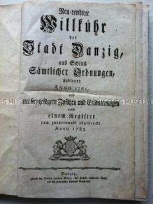 Ausgabe von Gesetzen für die Stadt Danzig