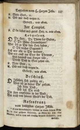 Rosenkranz vom heiligsten Herzen Jesu. - Litaney vom H. Herzen Jesu.