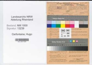Entnazifizierung Hugo Cerfontaine, geb. 25.08.1894 (Landesinspektor)