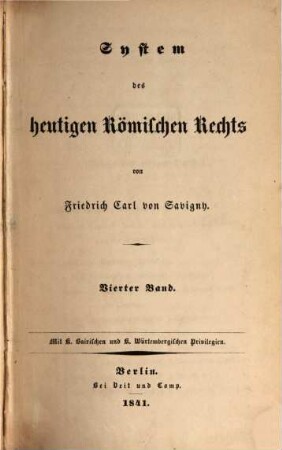 System des heutigen römischen Rechts, 4