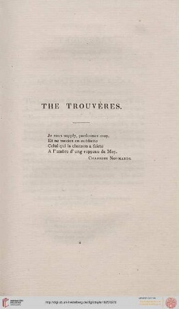 Specimens. The Trouvères