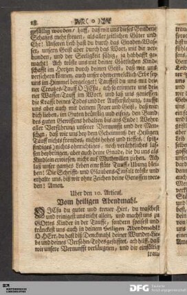 Uber den 10. Articul. Vom heiligen Abendmahl.