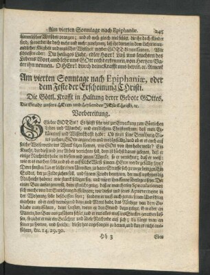 Am vierten Sonntage nach Epiphaniae, oder dem Feste der Erscheinung Christi
